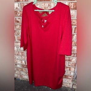 Catherines Rayon Cutout Neckline Red Dress 2X 22/24W Petite New